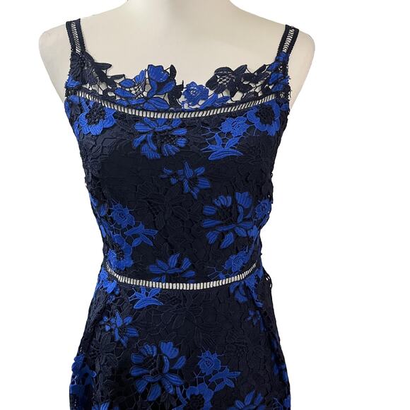T Tahari Blue Lace A-Line Dress Size Small Elegant Cocktail Party Wedding Guest - Picture 5 of 16